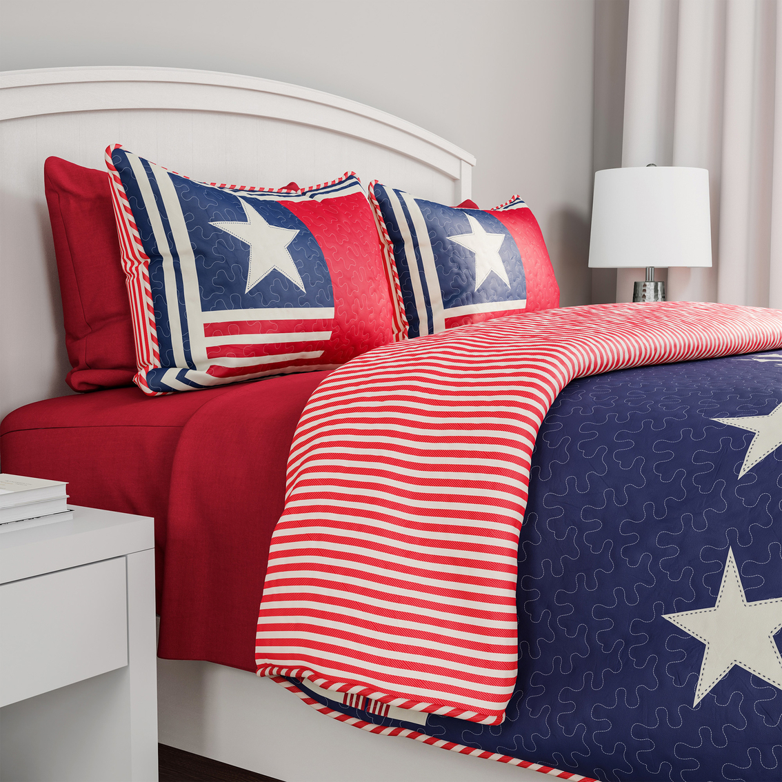 Lavish Home Glory Bound Patriotic Americana Flag Print 3 pc. Quilt Set - Image 2 of 6