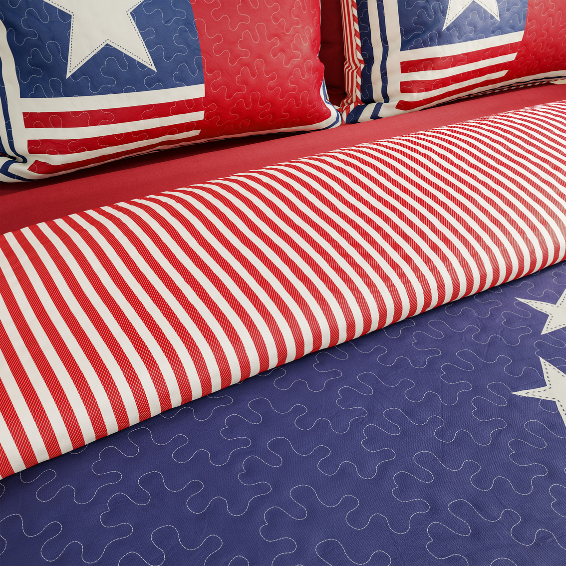 Lavish Home Glory Bound Patriotic Americana Flag Print 3 pc. Quilt Set - Image 4 of 6
