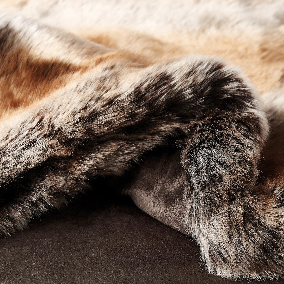 Faux Marten Sable Fur Throw Blanket (Amber Brown) - Image 4 of 4
