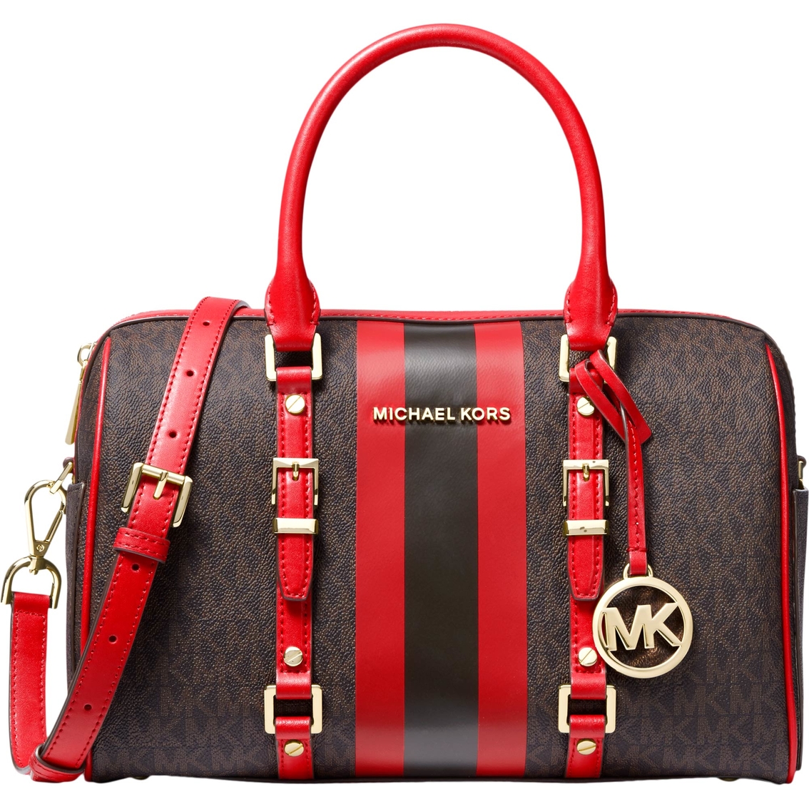 Michael Kors Bedford Large Bowling Satchel Leather Red