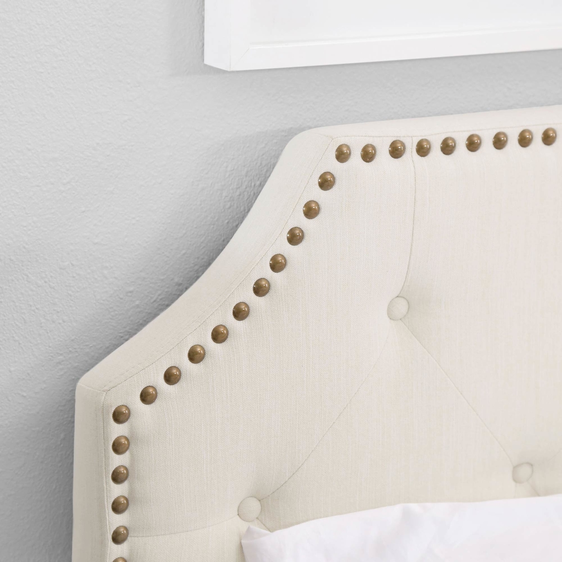 Abbyson Eliza Ivory Tufted Upholstered Bed - Image 4 of 4