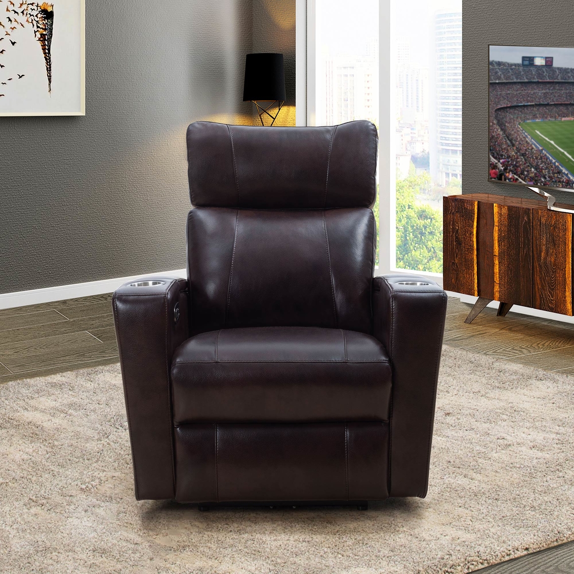 Abbyson Chayne Power Theatre Recliner, Brown - Image 3 of 4