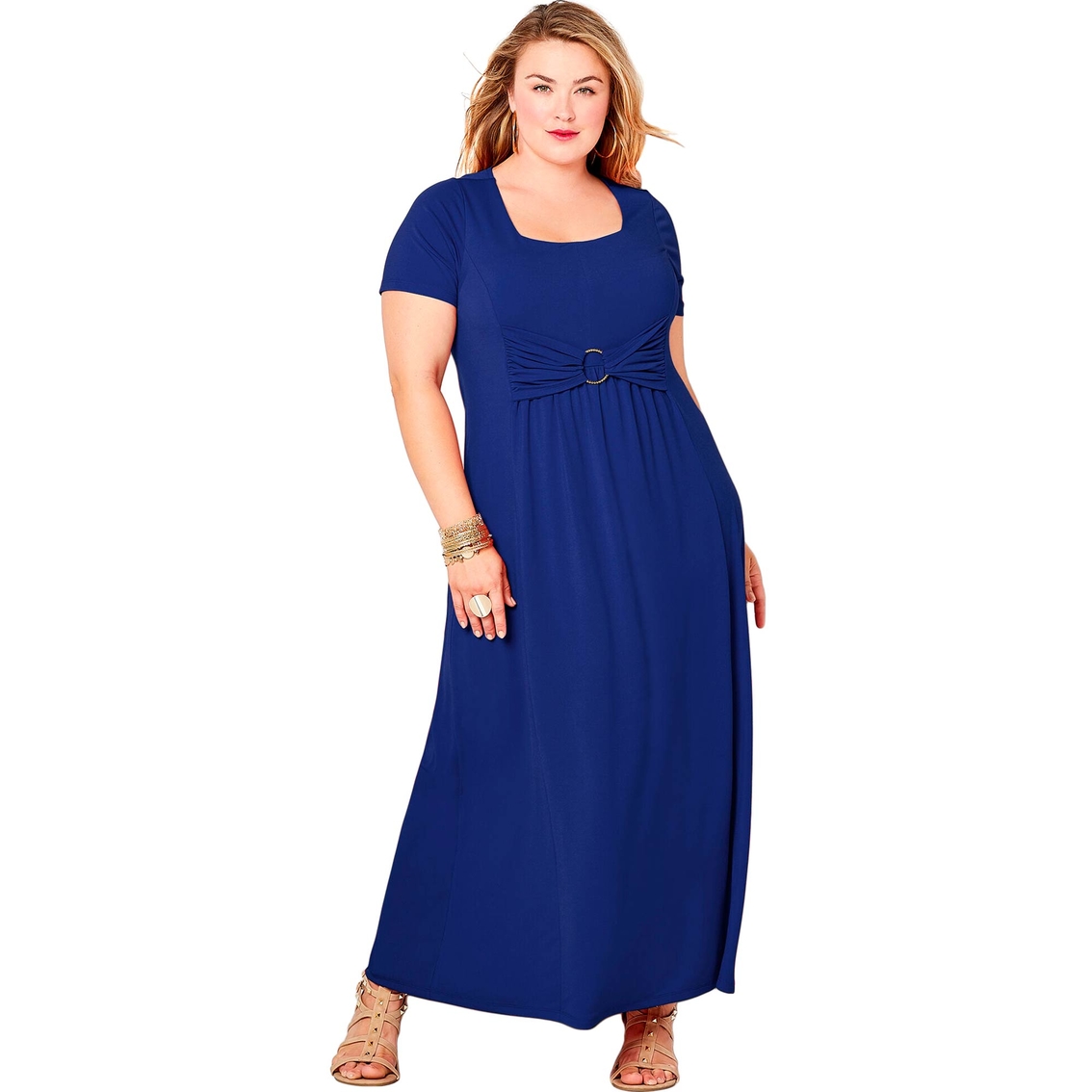 Avenue Plus Size Maxi Dress With Gold Ring Front Detail | Dresses ...