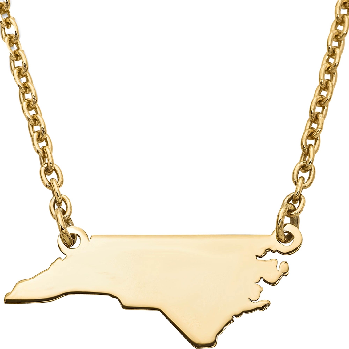 14k Yellow Gold Solid North Carolina State Pendant 