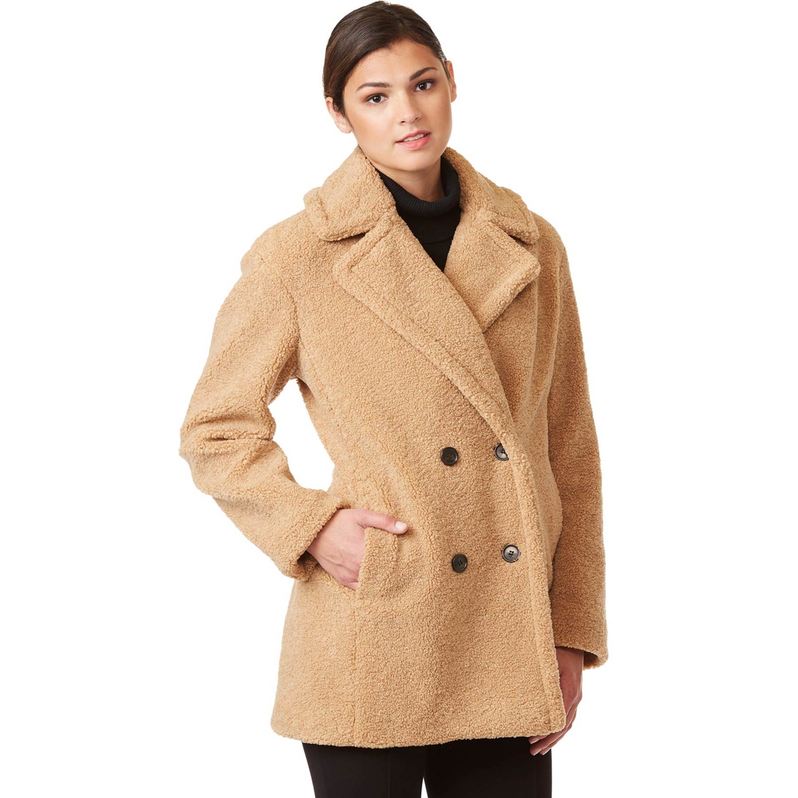 Kensie Double Breasted Fake Fur Teddy Bear Peacoat | Coats | Clothing &  Accessories | Shop The Exchange