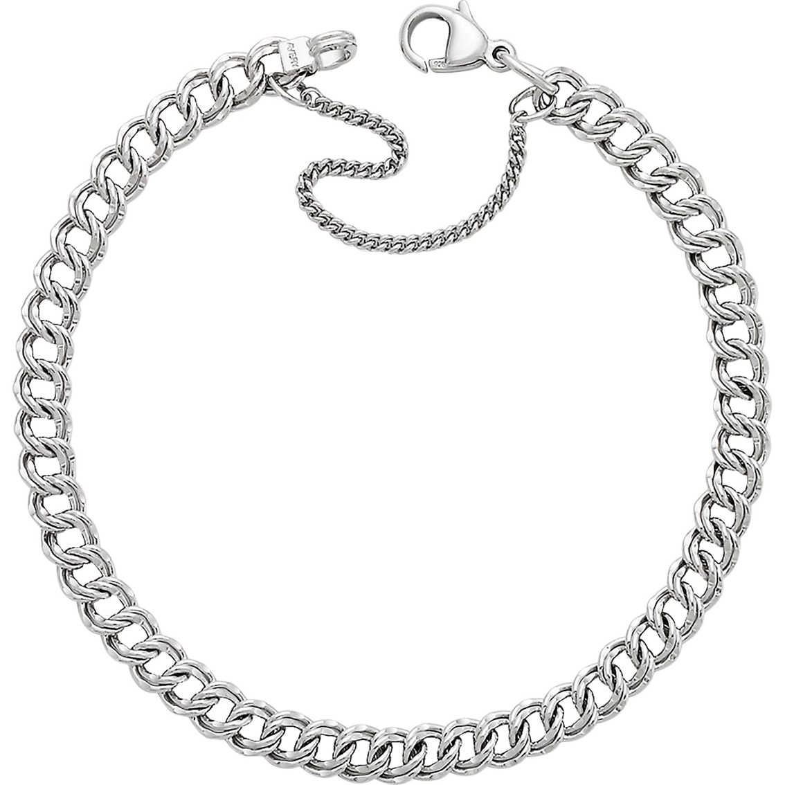 Light Double Curb Charm Bracelet | Silver Bracelets | Jewelry & Watches ...