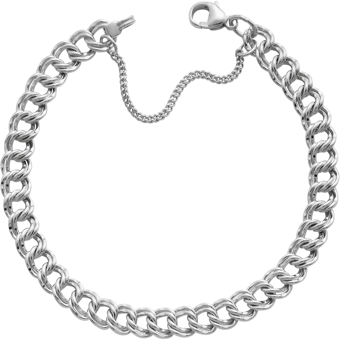 Medium Double Curb Charm Bracelet | Silver Bracelets | Jewelry ...