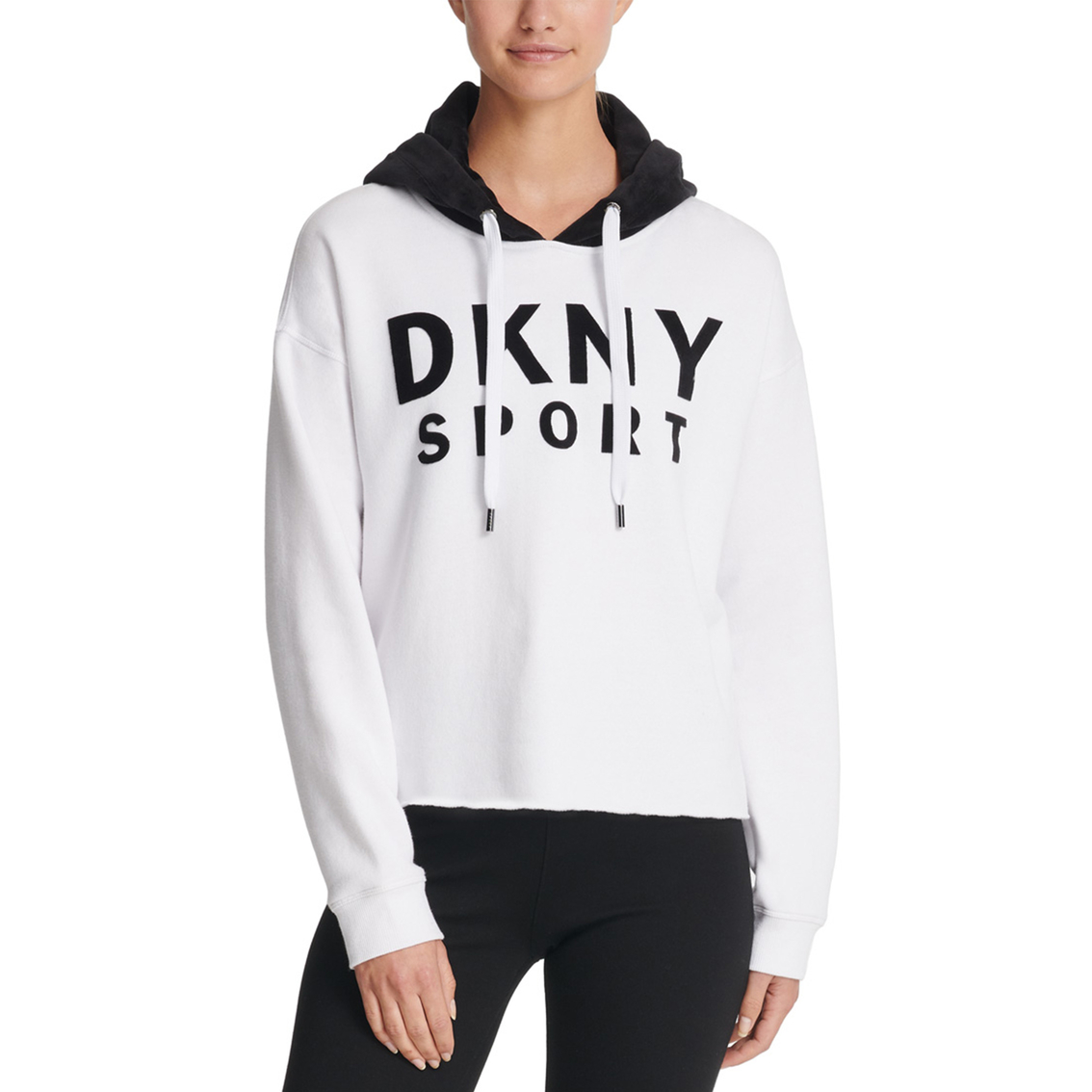 Dkny Sport Velour Logo Hooded Pullover