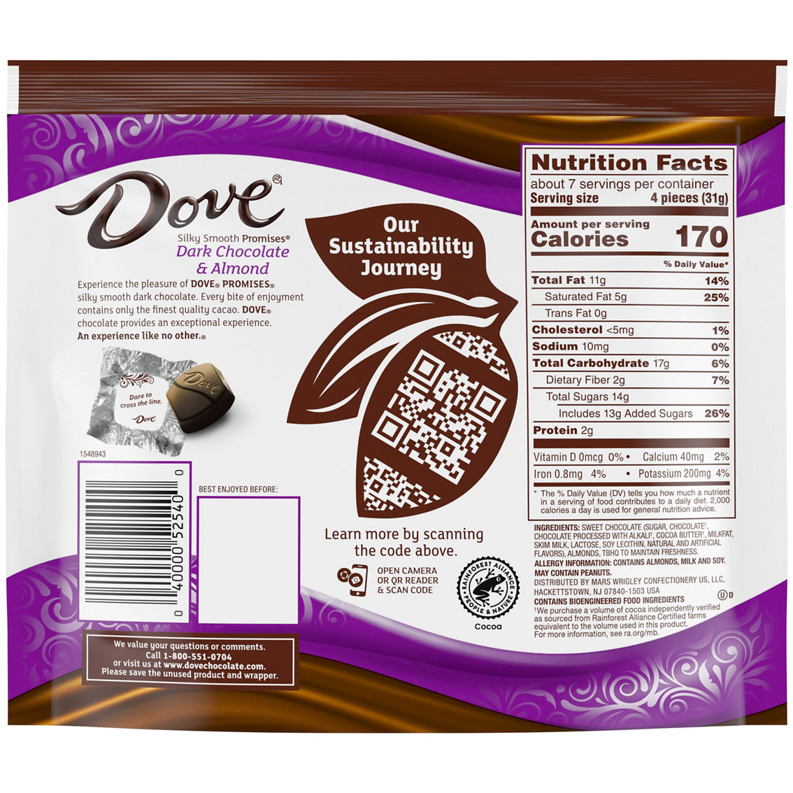 Dove Promises Dark Chocolate Almond Candy 7.61 oz. bag - Image 2 of 2