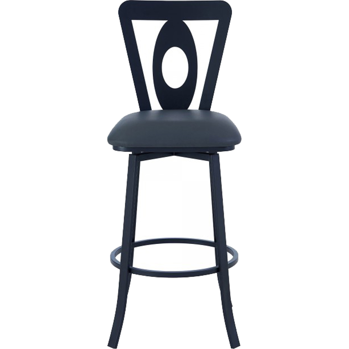 Armen Living Lola Barstool in Matte Black Finish and Grey Faux Leather - Image 2 of 7
