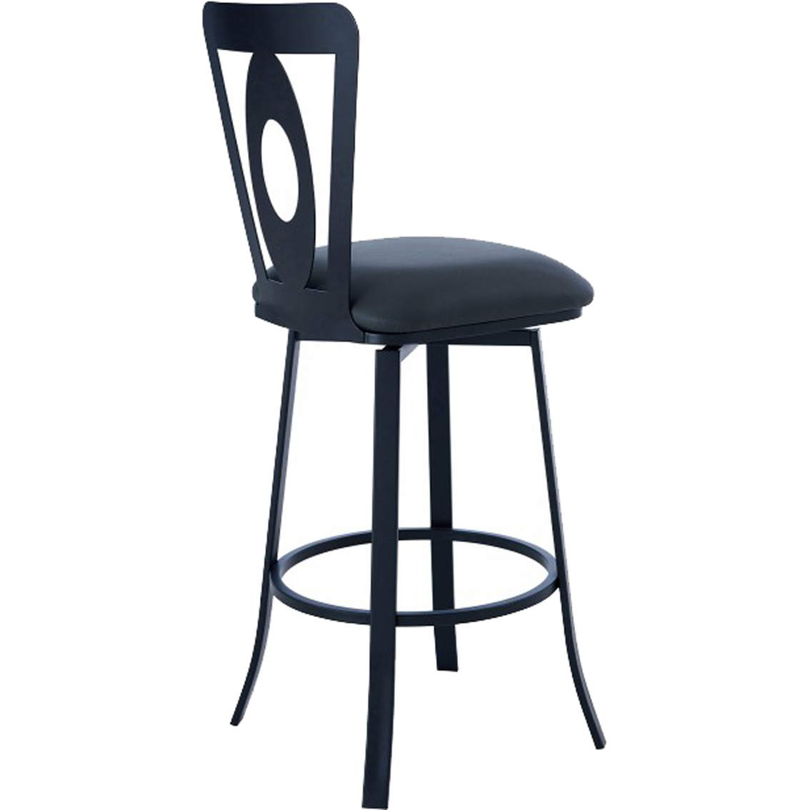 Armen Living Lola Barstool in Matte Black Finish and Grey Faux Leather - Image 3 of 7