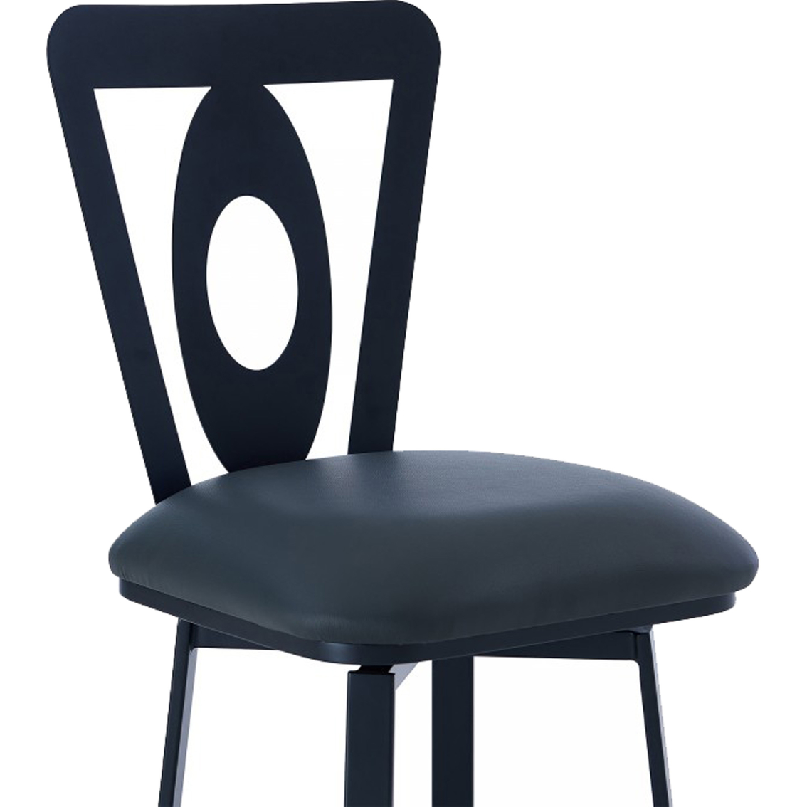 Armen Living Lola Barstool in Matte Black Finish and Grey Faux Leather - Image 4 of 7