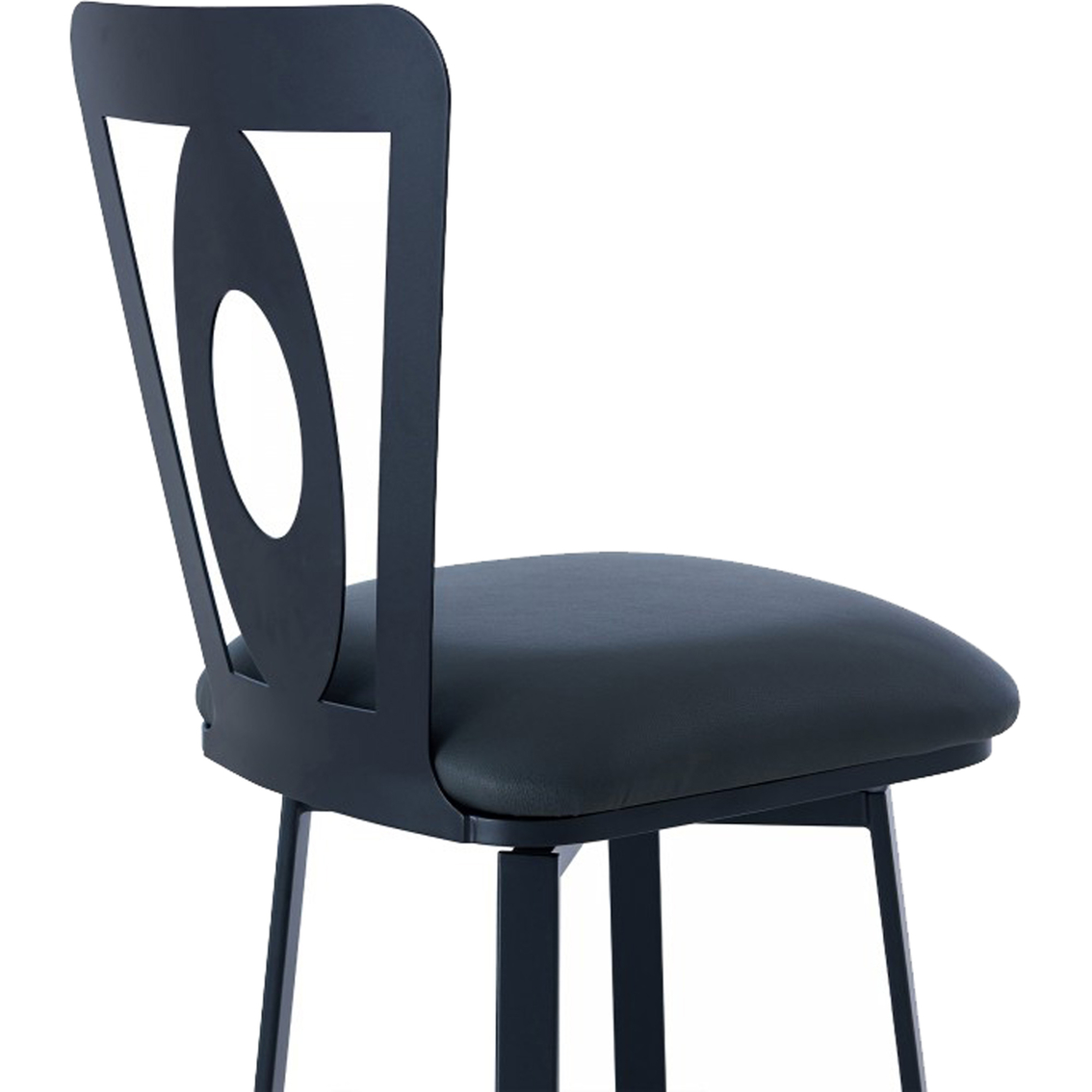 Armen Living Lola Barstool in Matte Black Finish and Grey Faux Leather - Image 5 of 7