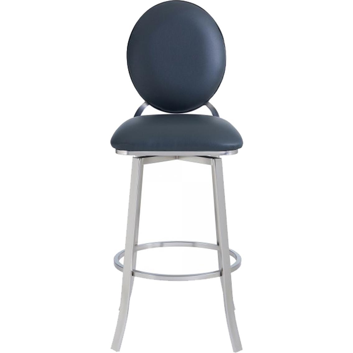 Armen Living Pia Barstool in Brushed Stainless Steel Finish and Grey Faux Leather - Image 2 of 7