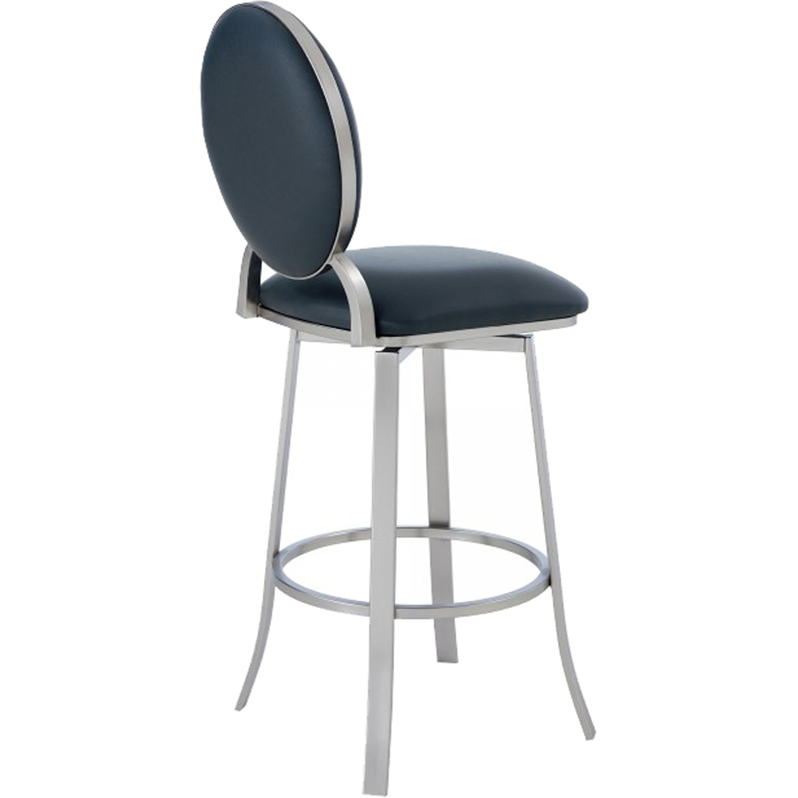 Armen Living Pia Barstool in Brushed Stainless Steel Finish and Grey Faux Leather - Image 3 of 7