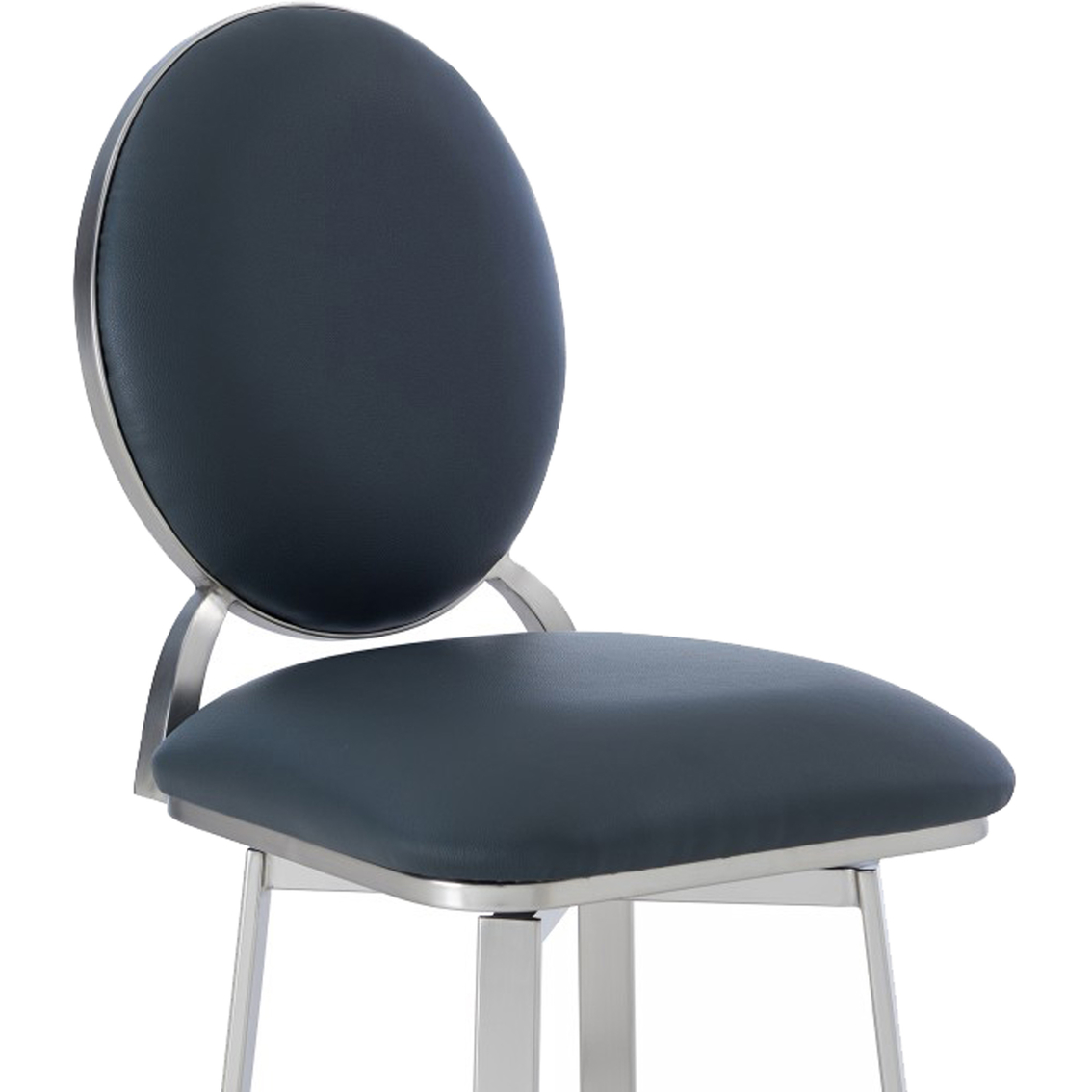 Armen Living Pia Barstool in Brushed Stainless Steel Finish and Grey Faux Leather - Image 4 of 7