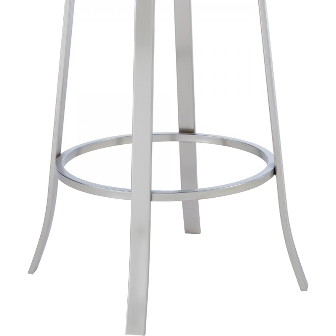 Armen Living Pia Barstool in Brushed Stainless Steel Finish and Grey Faux Leather - Image 6 of 7