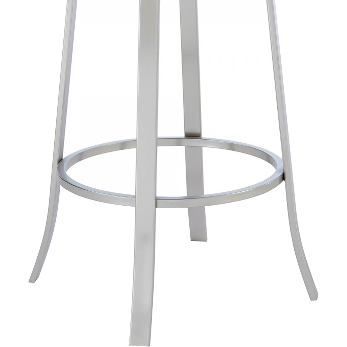 Armen Living Pia Barstool in Brushed Stainless Steel Finish and Black Faux Leather - Image 6 of 7