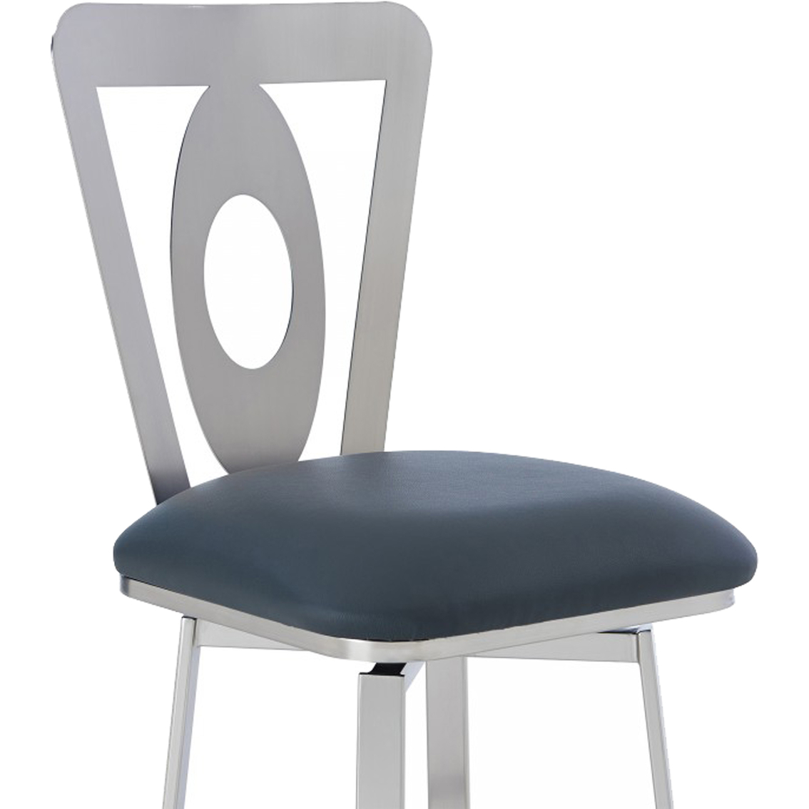 Armen Living Lola Barstool in Brushed Stainless Steel Finish and Grey Faux Leather - Image 4 of 7