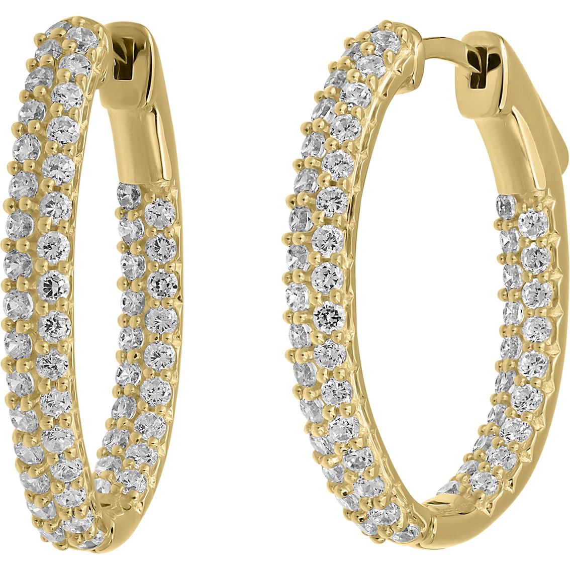 10k Yellow Gold 2 Ctw Diamond Hoop Earrings | Diamond Earrings ...