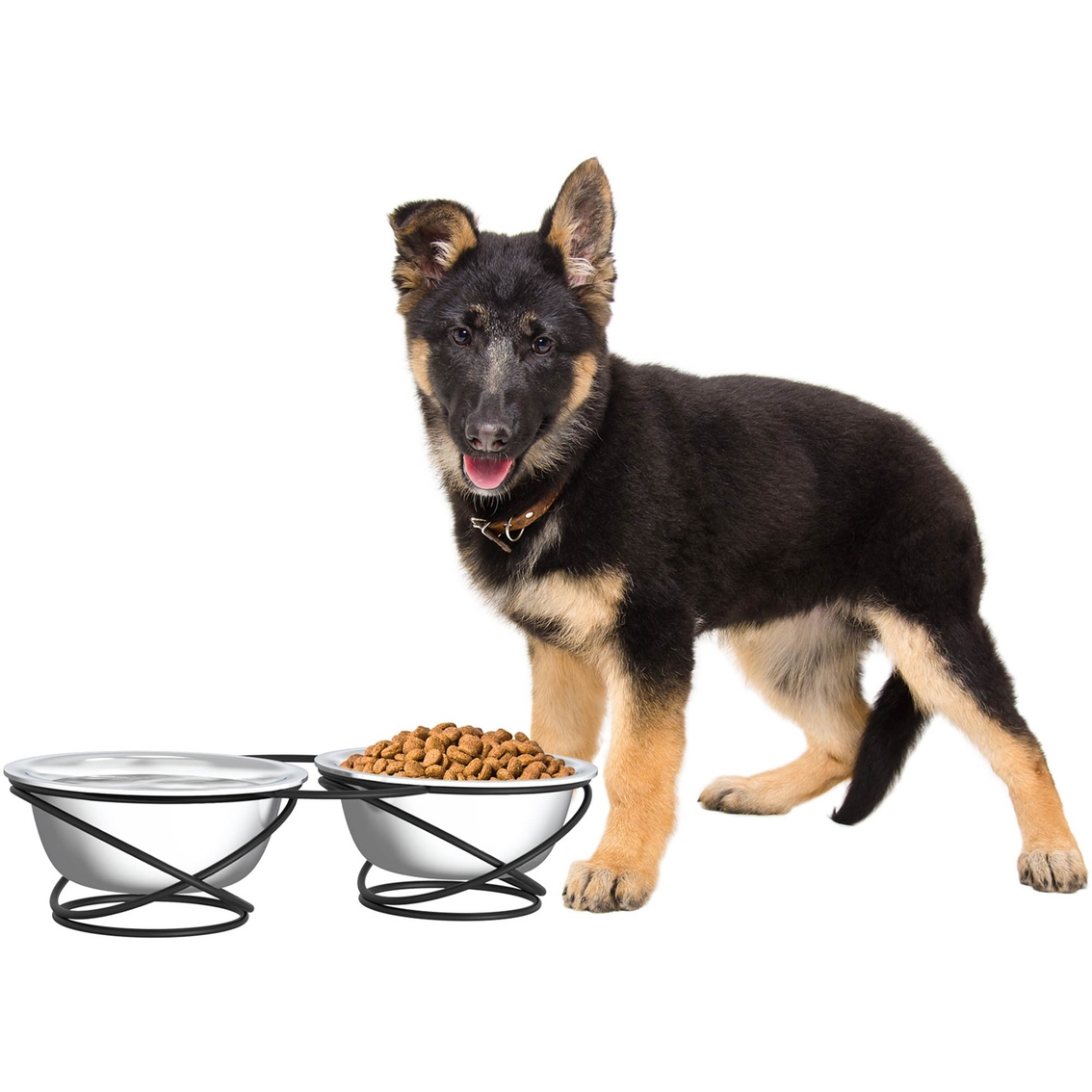 PETMAKER Stainless Steel Raised Food and Water Bowls with Decorative 3.5 in. Stand - Image 3 of 3