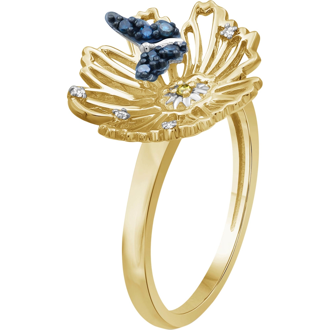 Animal's Rock 14K Yellow Gold Over Sterling Silver 1/10 CTW Diamond Butterfly Ring - Image 2 of 2