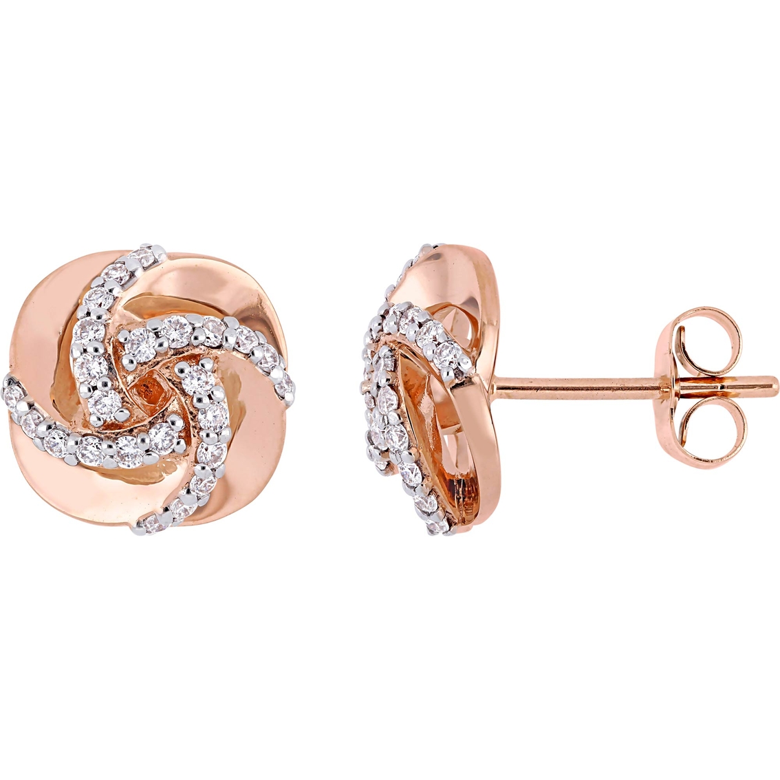 Diamore 14k Rose Gold 1/3 Ctw Diamond Swirl Stud Earrings | Diamond ...