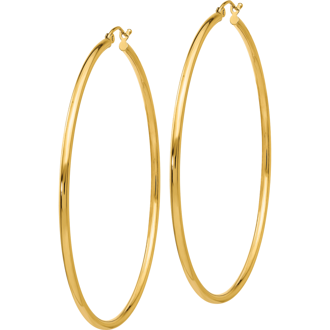 14K Yellow Gold Polished Lightweight Tube Hoop Earrings - Image 2 of 3