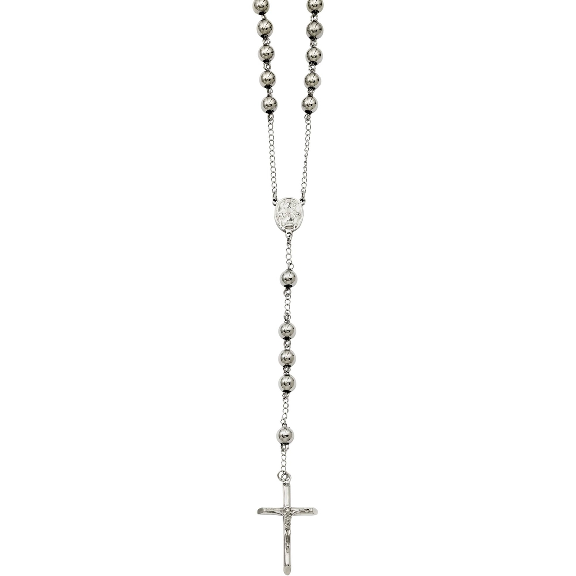 Stainless Steel 8mm Bead Rosary Necklace | Men's Chains & Pendants ...