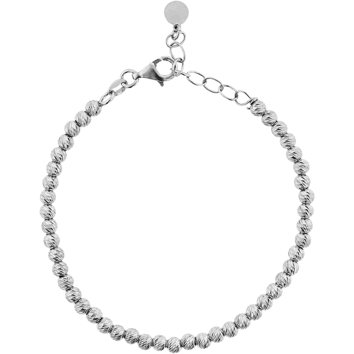 Sterling Silver Diamond Cut Bead Adjustable Bracelet | Silver Bracelets ...