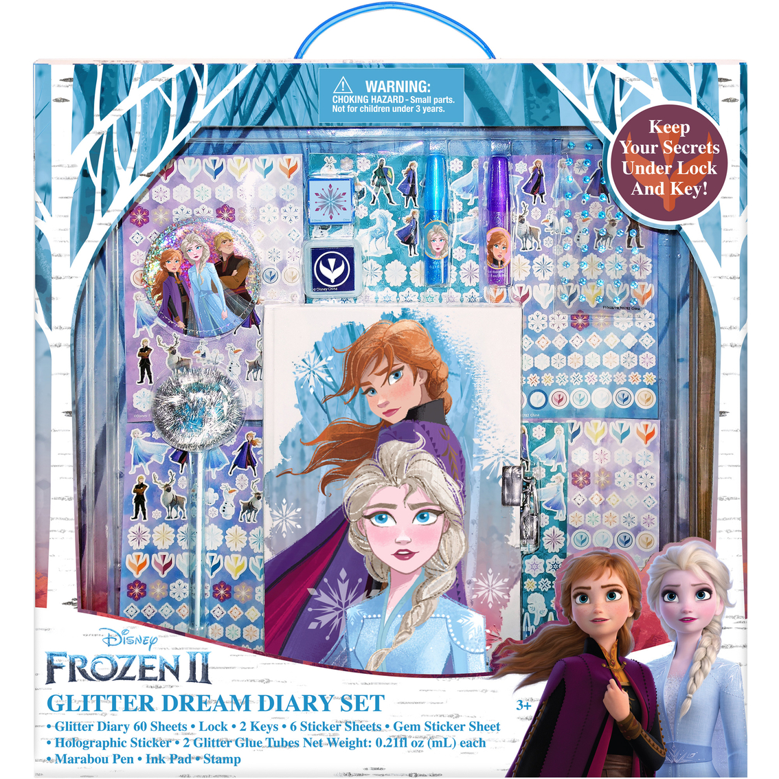 DISNEY FROZEN  DIARY & ACTIVITY SET WITH STICKERS STAMPS & GLITTER