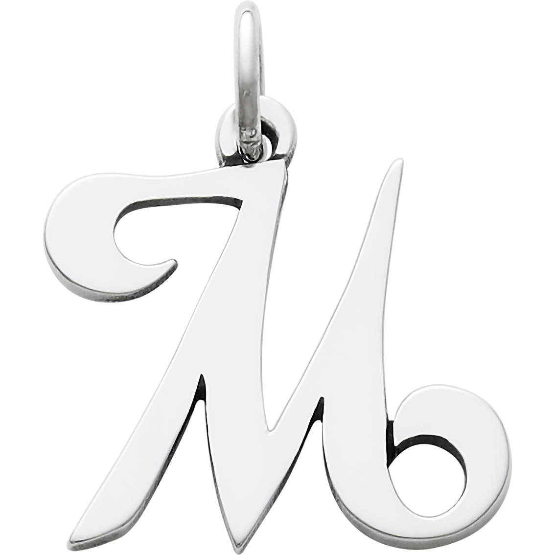 Jewelry Adviser Charms Sterling Silver Large Script Initial M Charm 