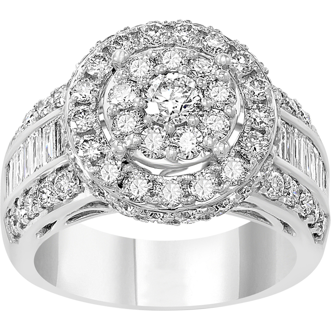 Effy 14k White Gold 2 1/2 Ctw Genuine Diamond Engagement Ring Size 7 ...