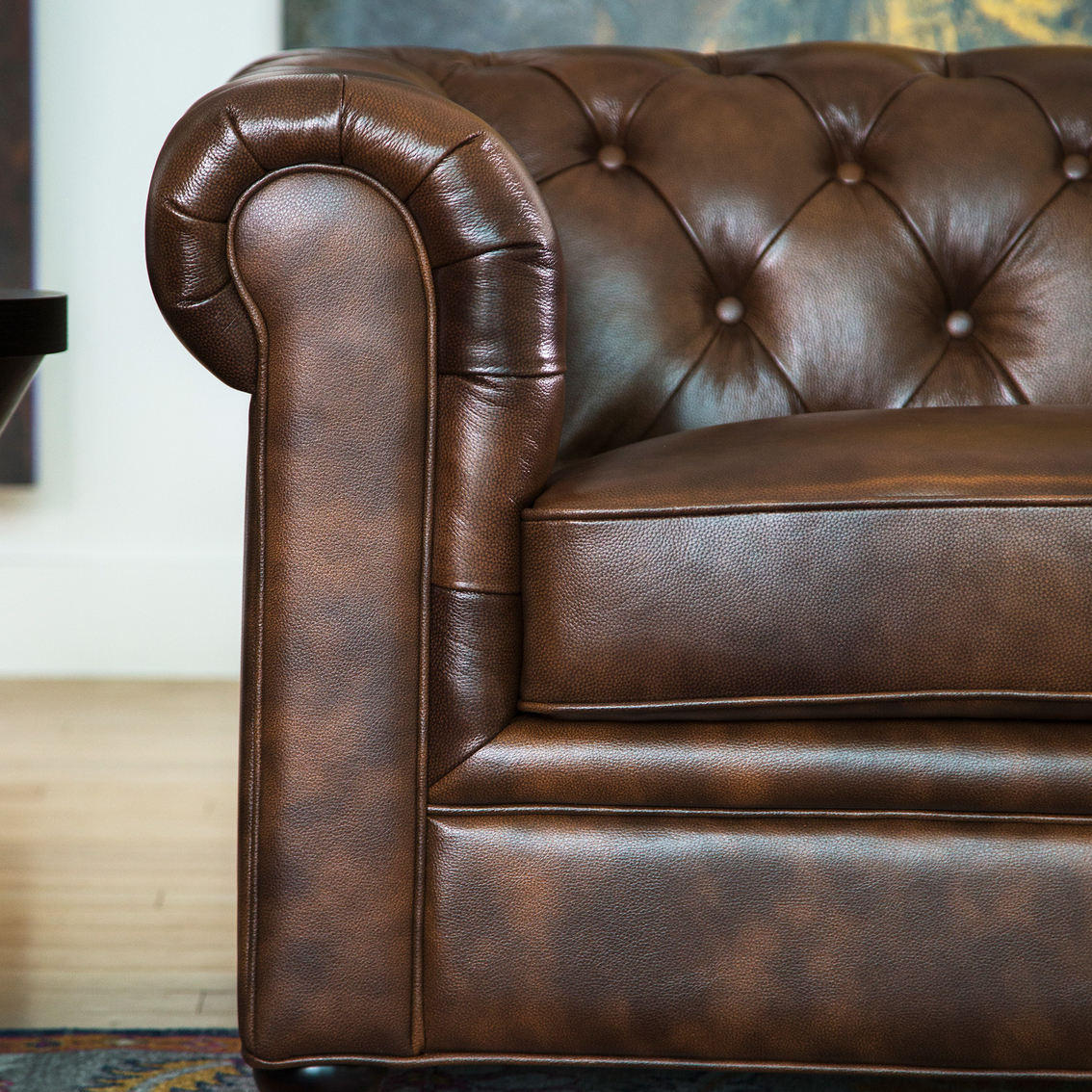 Abbyson Tuscan Tufted Leather Sofa - Image 3 of 7
