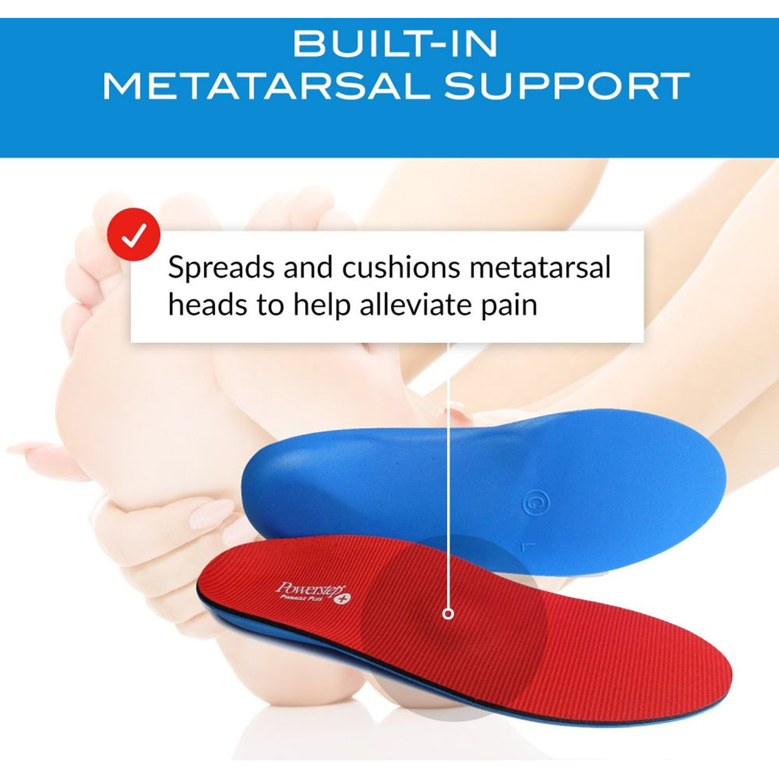 Powerstep Pinnacle Plus Full Length Orthotic Insoles With Metatarsal
