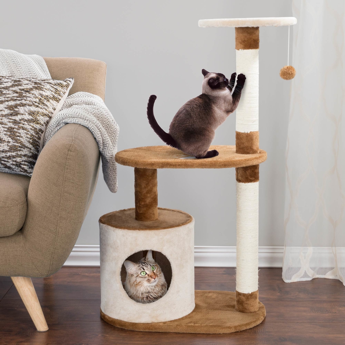 Petmaker Cat Tree Condo 3 Tier with Condo and Scratching Posts - Image 4 of 6