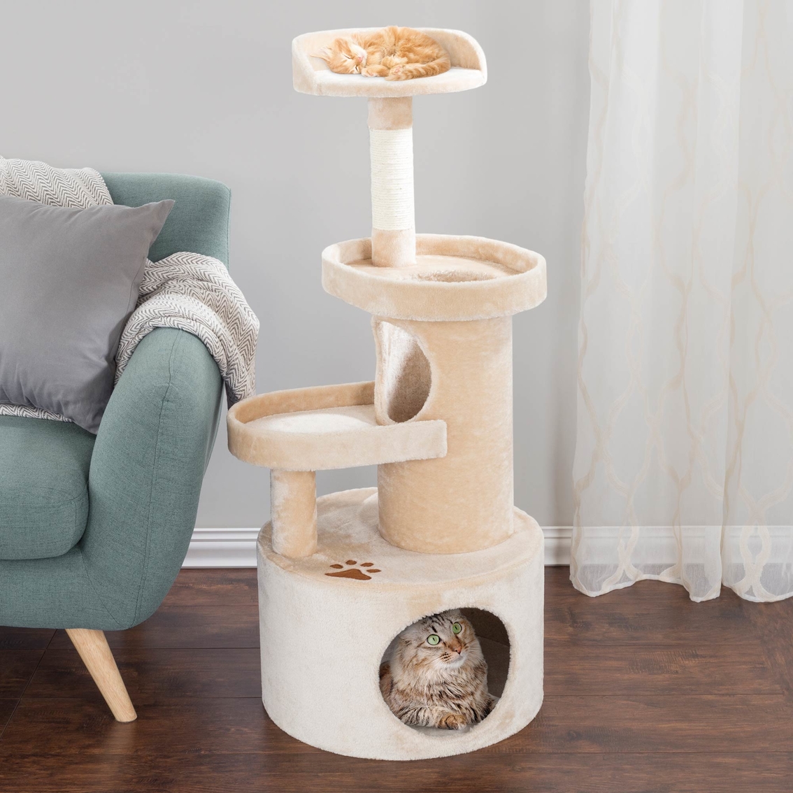 Petmaker 4 Tier Cat Tree Condo with Tunnel and Scratching Post - Image 4 of 6