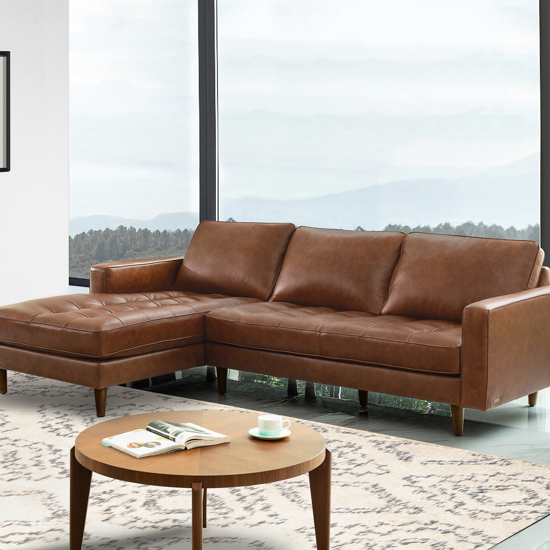 Abbyson Harper Mid Century Leather, Abbyson Living Leather Sectional