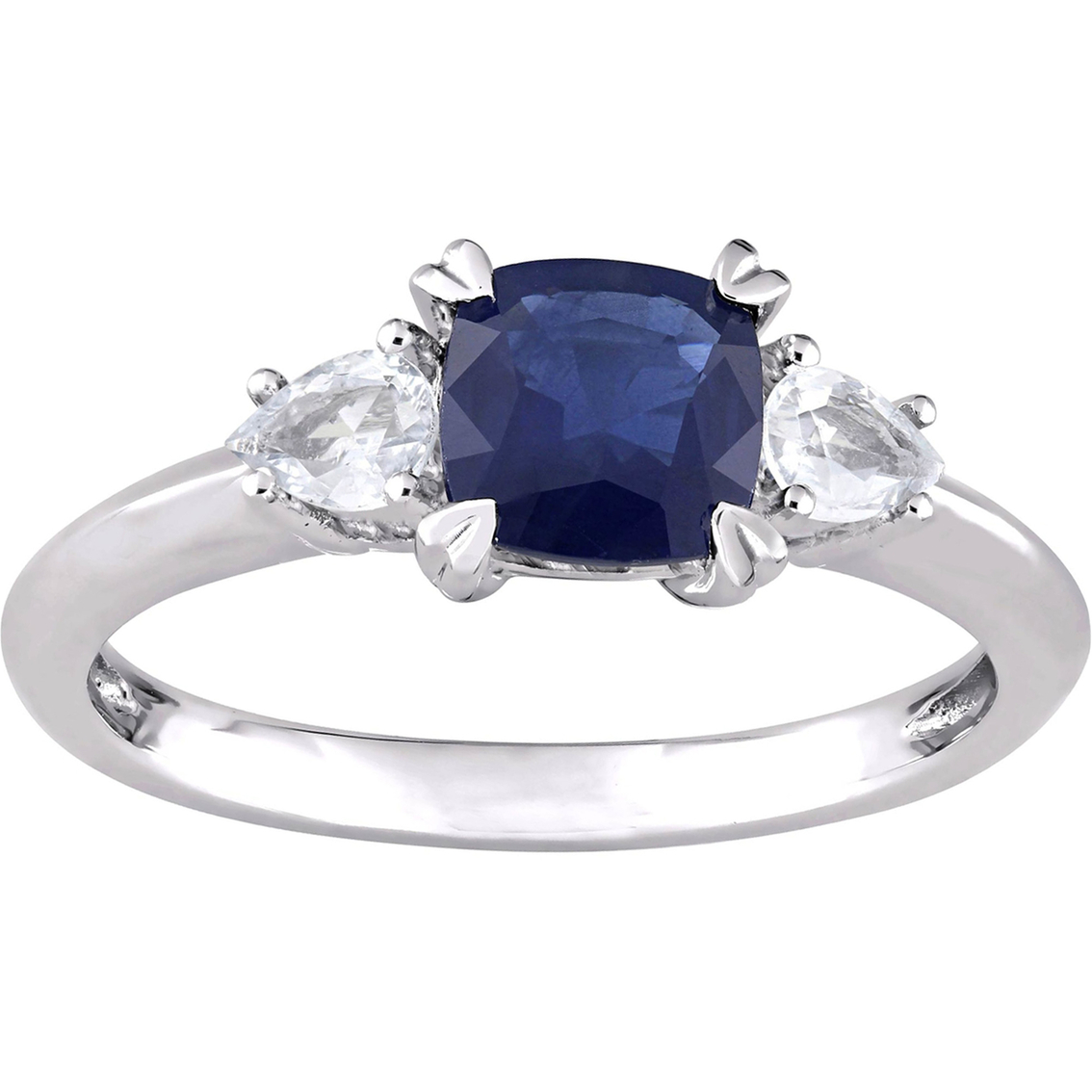 Sofia B. 14k White Gold Blue Sapphire And White Sapphire 3-stone Ring ...
