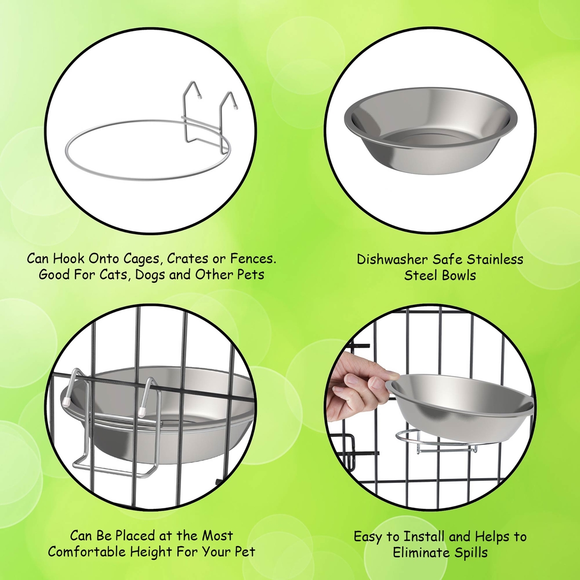 Petmaker Stainless Steel Hanging Pet Bowls Set of 2 - Image 4 of 8