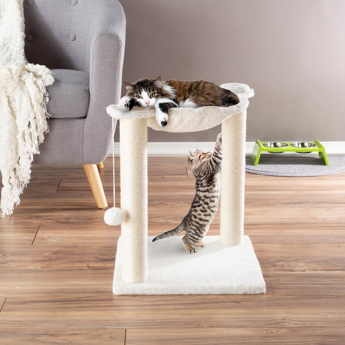 Petmaker Cat Tree and Scratcher Hammock Style Lounging Bed - Image 2 of 7