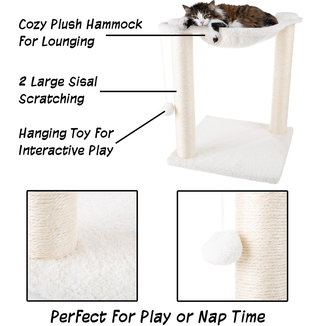 Petmaker Cat Tree and Scratcher Hammock Style Lounging Bed - Image 4 of 7