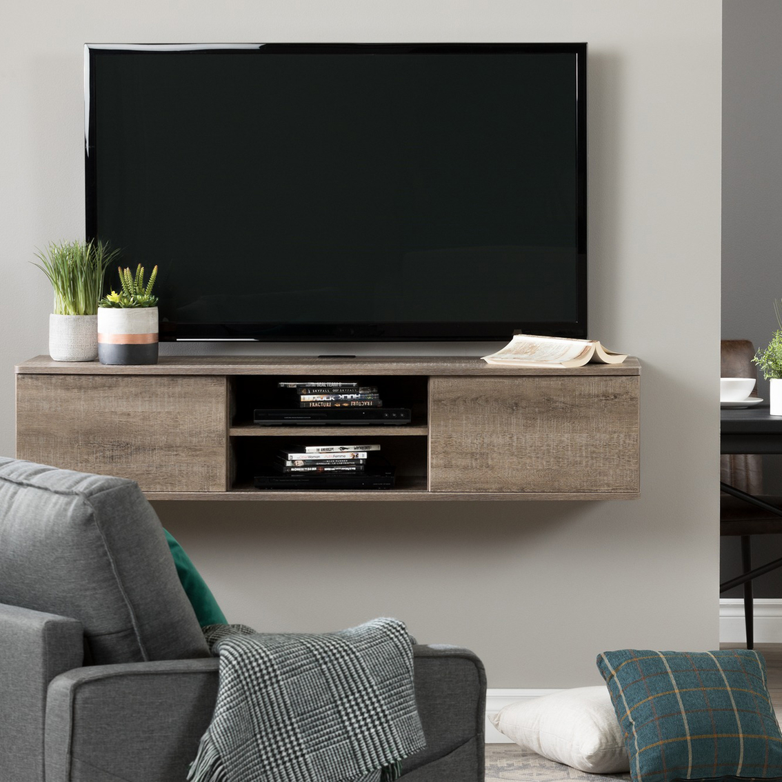 South Shore Agora 56 in. Wall Mounted Media Console - Image 3 of 7