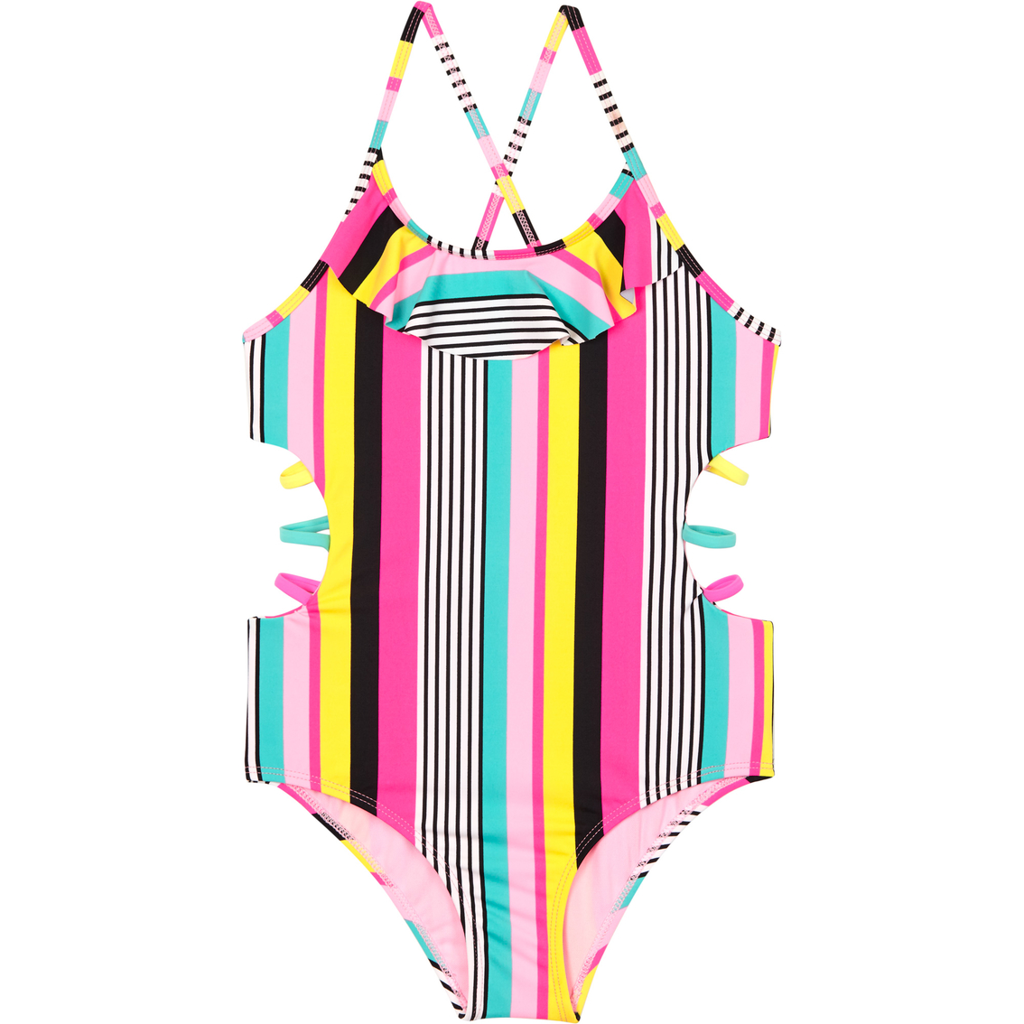 Limited Too Girls Happy Stripe 1 Pc. Swimsuit | Girls 7-16 | Clothing ...