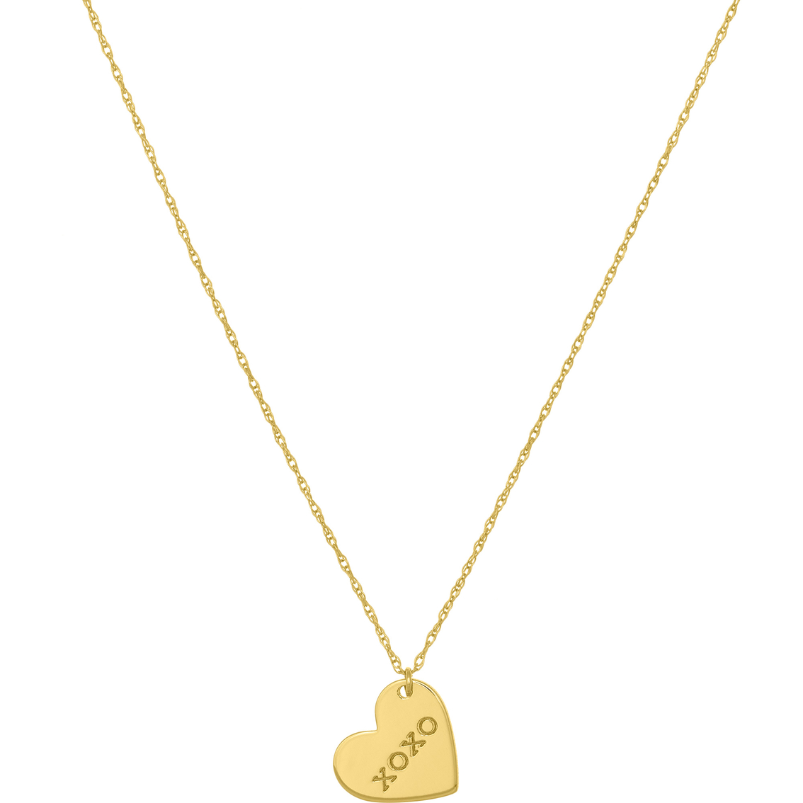 14 Karat Yellow Gold Slanted Xoxo Heart Necklace | Gold Necklaces ...