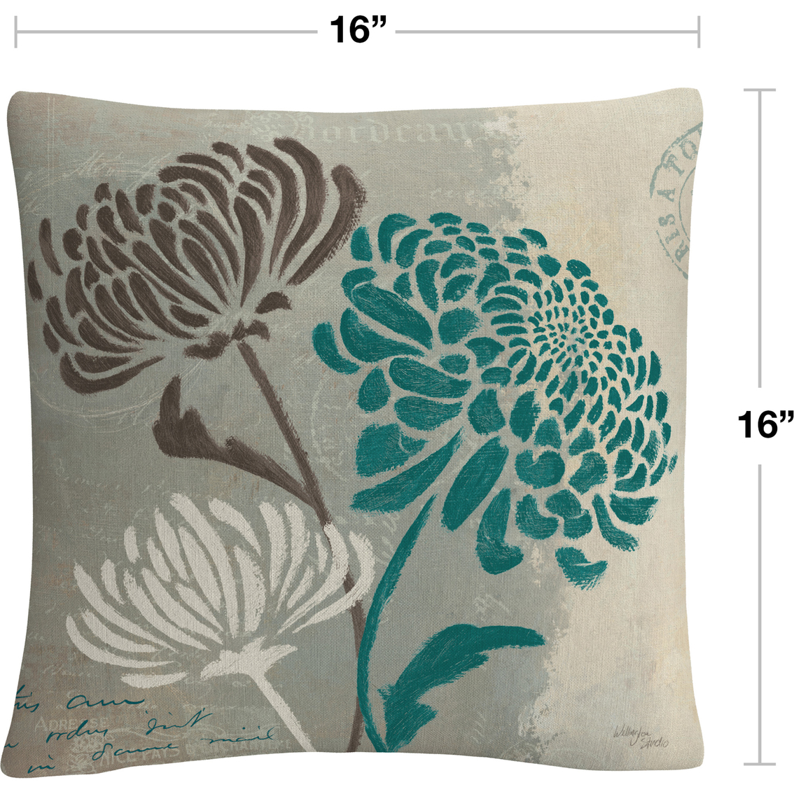 Trademark Fine Art Wellington Studio Chrysanthemums II Decorative Throw Pillow - Image 2 of 4