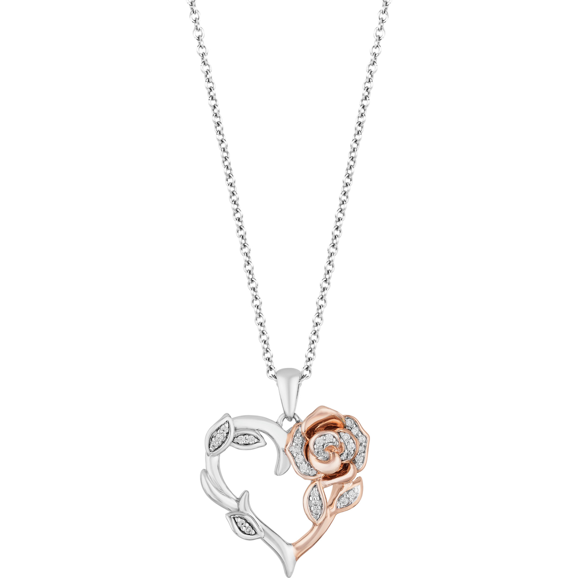 Disney Enchanted 14k Rose Gold Over Sterling Silver 1/10 Ctw Diamond ...