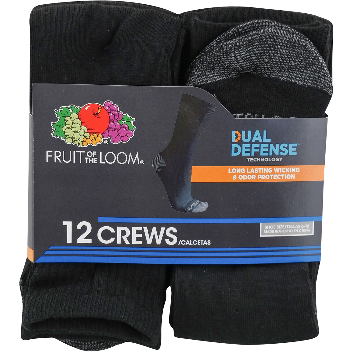 Fruit Of The Loom Dual Defense Crew Socks 12 Pk., Socks, Clothing &  Accessories