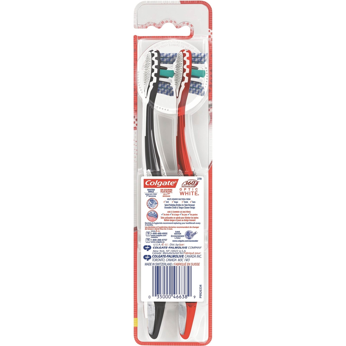 Colgate 360 Advanced Optic White Toothbrush 2 pk. - Image 2 of 3