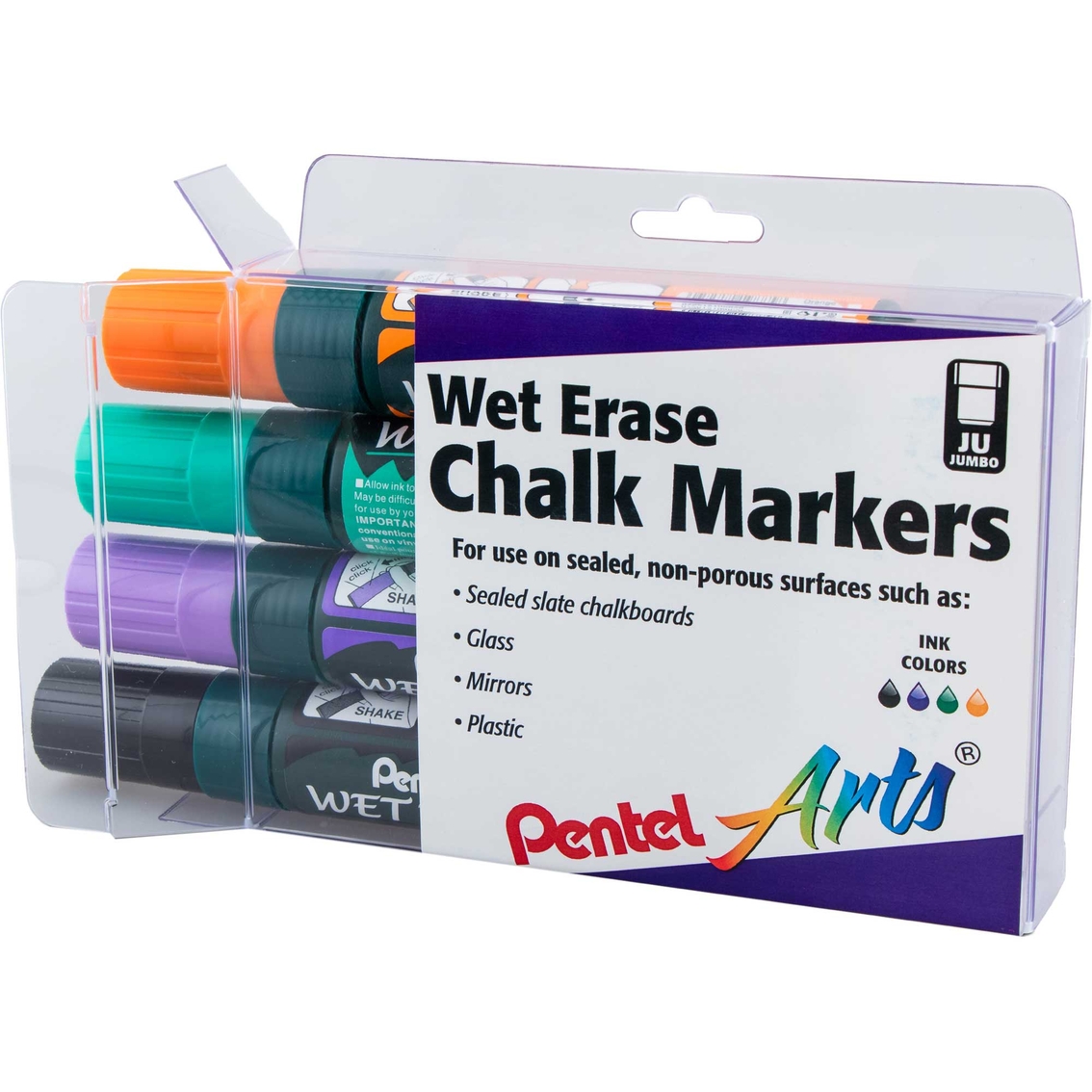 Pentel Arts Wet Erase Chalk Marker 4 pc. Set with Jumbo Tip and Plastic Box - Image 2 of 4